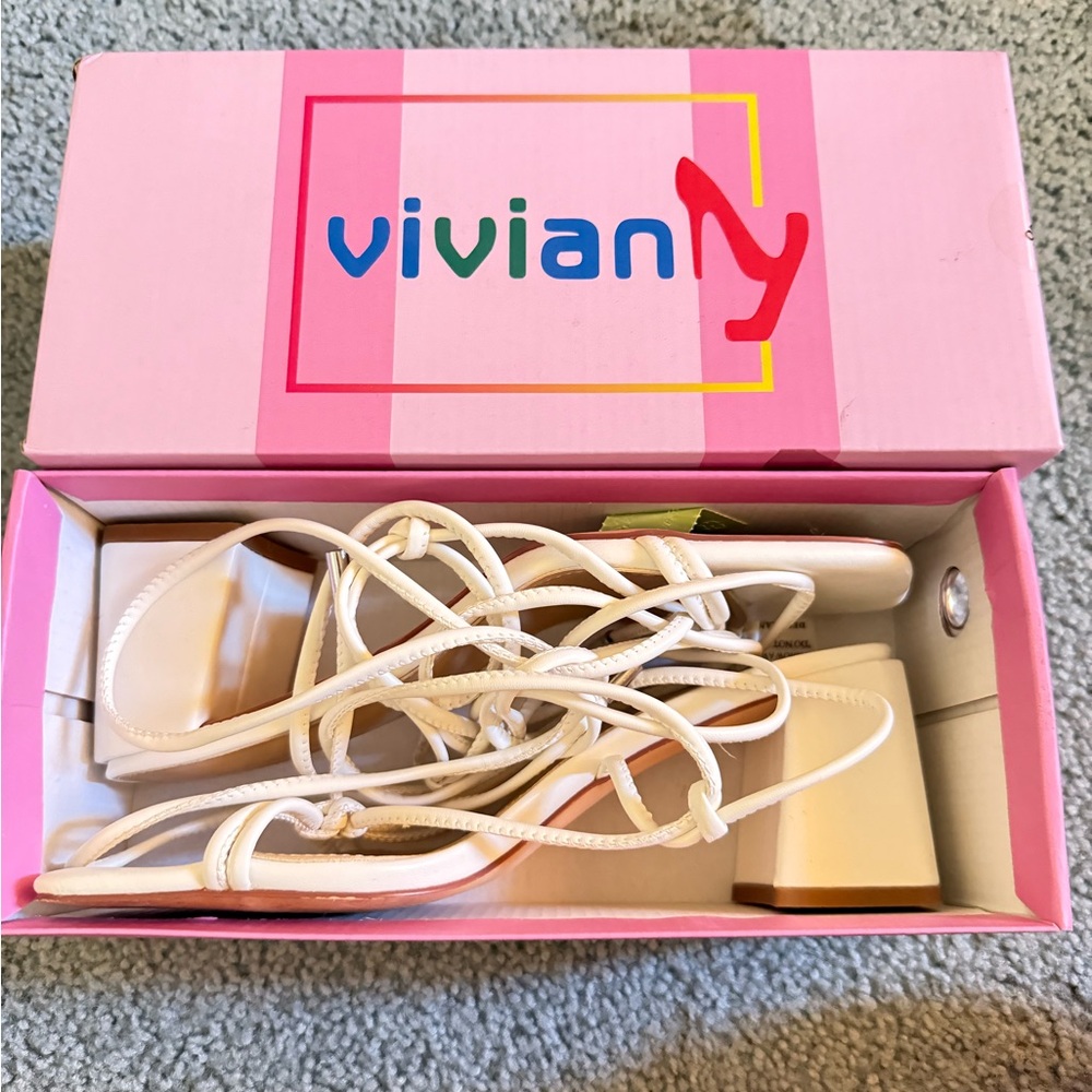 Viviany White Strappy Sandals